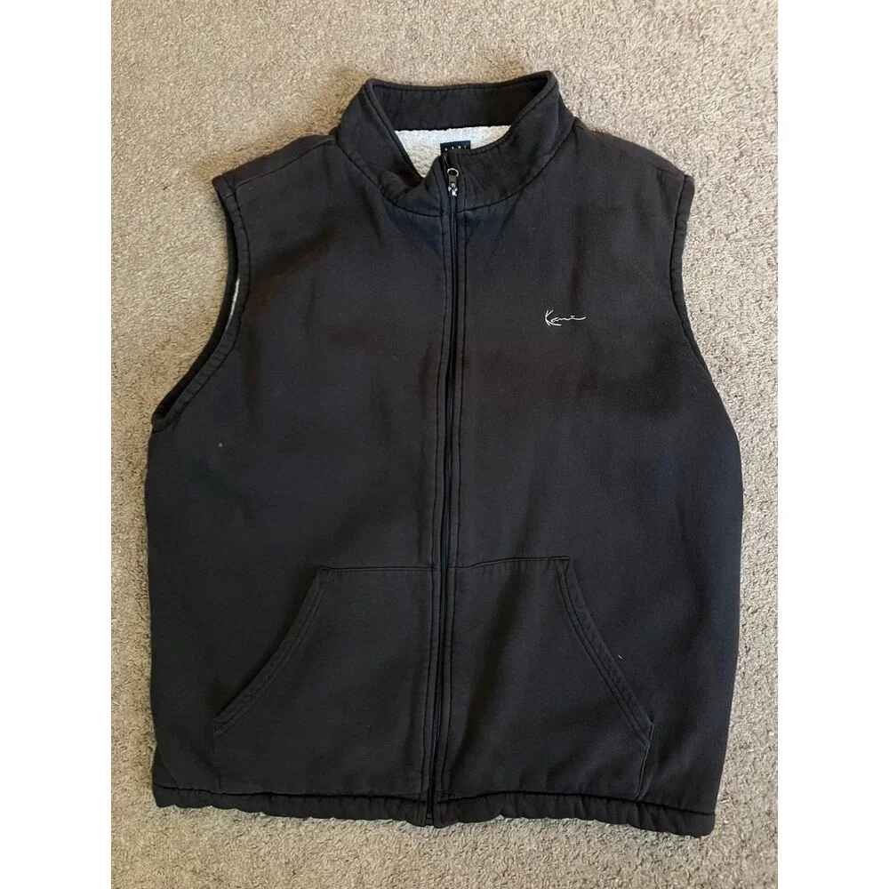 Kani Gold Men’s Full Zip Black/Dark Gray Fleece Vest Fall Cold Weather Size 2XL